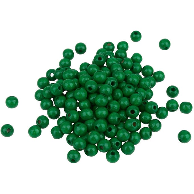 Houten kralen, Ø 6mm, ca. 125 stuks - Groen
