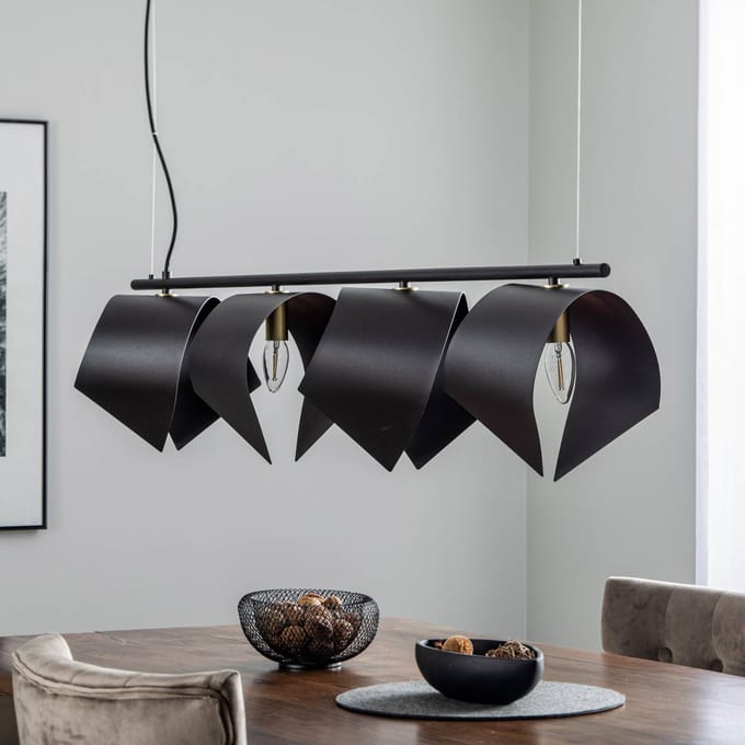 Lucande - hanglamp - 4lichts - Staal - H: 23.5 cm - E14 - zandzwart