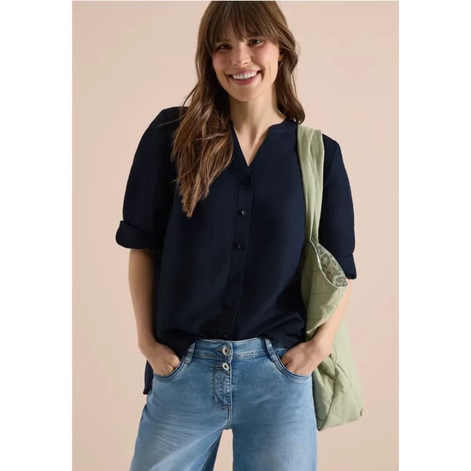 3/4 mouw blouse van linnenmix
