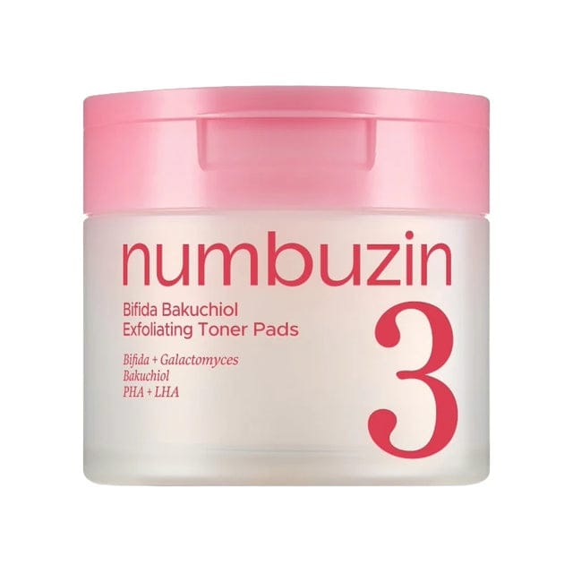 Numbuzin No.5 Patchs Filmées au Glutathion C 70 Patchs (180ml) No.3 Bifida Bakuchiol Exfoliating Toner Pads pink