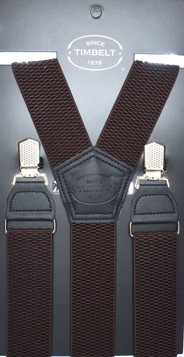 Timbelt Bretels Bruin - 4 Clips - Extra stevige Klem Clip - Elastische Bretels