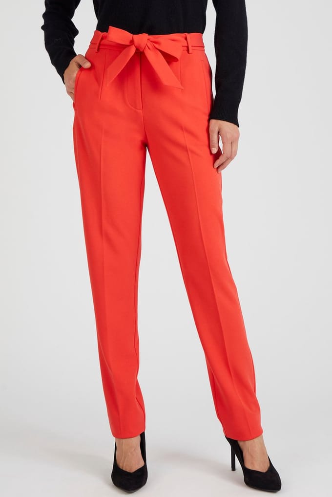 Damart - Taps toelopende gebreide broek - Dames - Rood - 48