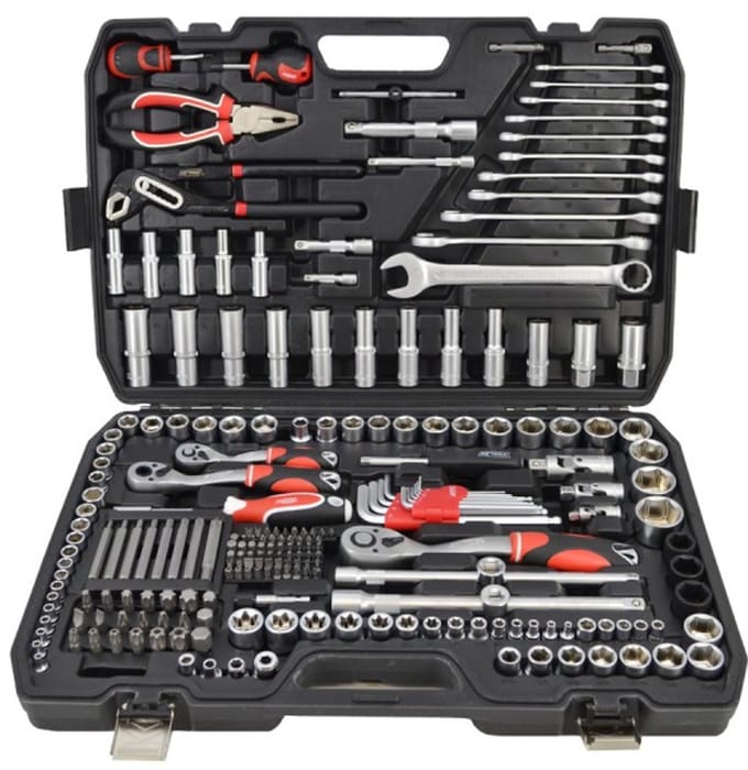 Awtools Black Line - Dopsleutelset - 225-delig - CrV Staal - Ergonomische Handvatten