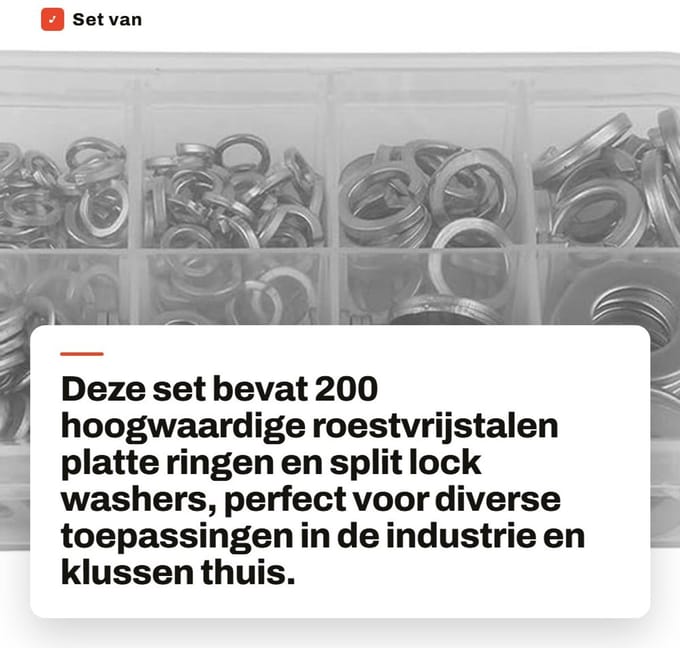 Dailygoods- Ring Assortiment Set 200 Stuks - RVS Platte Ring - Split Lock Washer - M5/M6/M8/M10 - Professionele Kwaliteit - Industrieel Gebruik - Sluitring