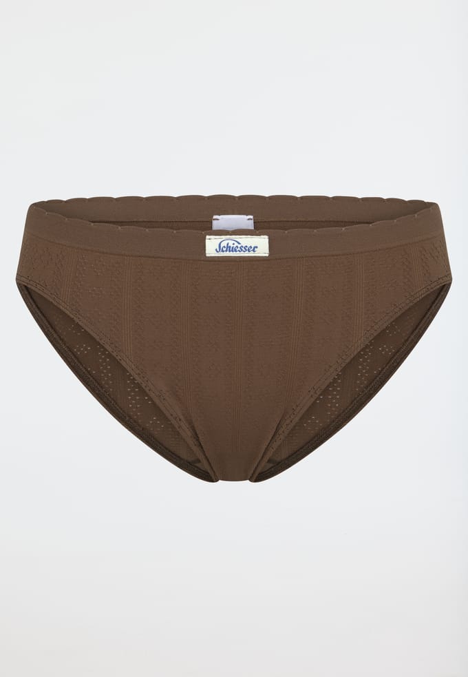 Retro-slip Ajourée, naadloos, donkerbruin - Revival Alma 40