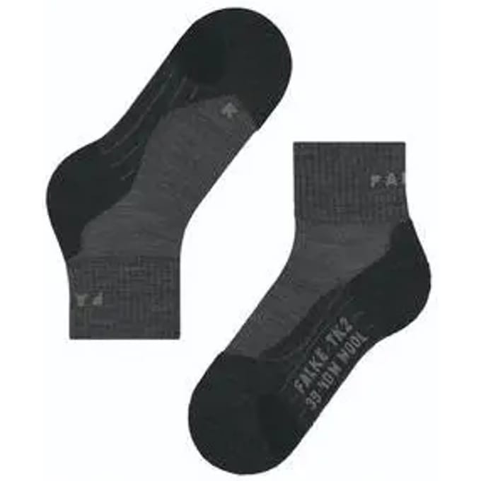 FALKE TK2 Wool Short anti-blaar dik wol functioneel materiaal wandelsokken dames grijs - maat 37-38