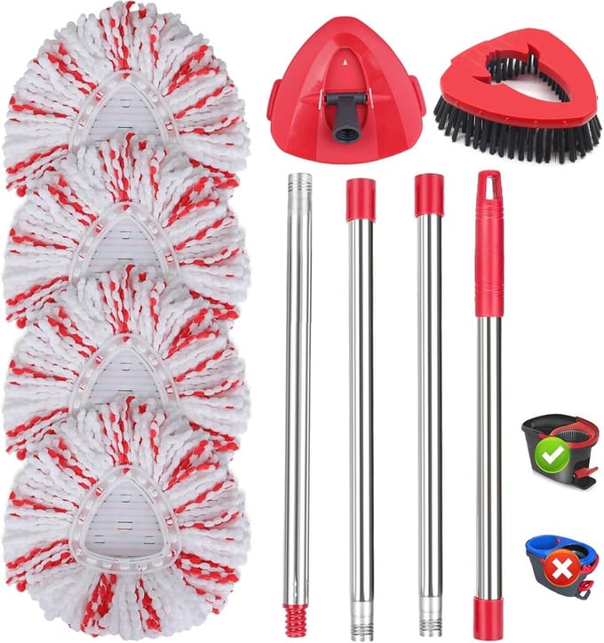 3-in-1 Dweilmop Vervangende Set met Microvezel en Multifunctionele Borstel voor Efficiënte Vloerreiniging
