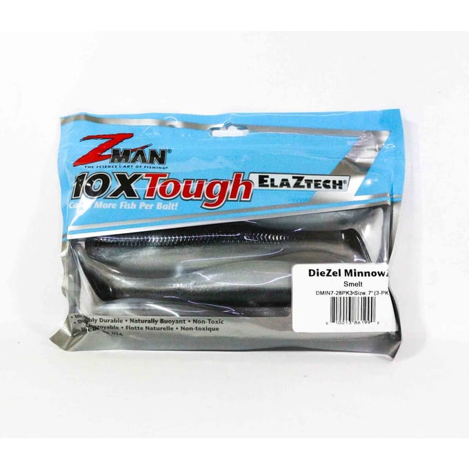Zman zacht kunstaas Diezel MinnowZ 7 Inch 3/Pack Smelt (1990) blue