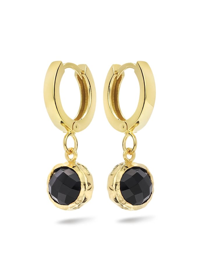 Casa Jewelry Oorringen Amalfi Onyx - Goud Verguld