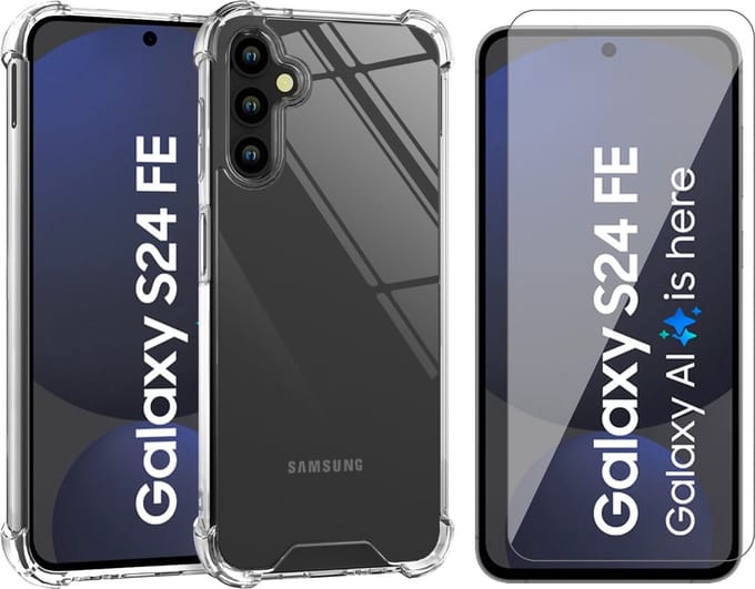 Hoesje geschikt voor Samsung Galaxy S24 FE - Screenprotector Glas - Shockproof Transparant