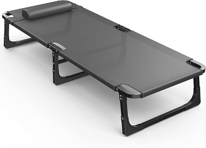 Opvouwbaar Campingbed - Draagbaar Bed - Buiten Ontspannen - Extra Sterk Frame - 280KG Draagvermogen - Grijs
