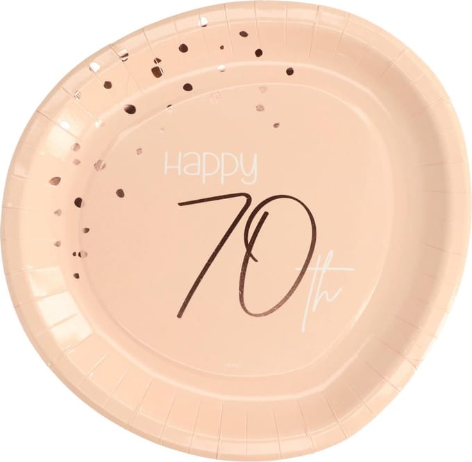 Folat - Borden Elegant Lush Blush 70 Jaar 23 cm - 8 stuks