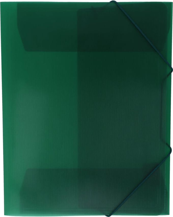 Exiton Elastomap - 3 stofkleppen - A4 - elastiek - extra stevig - transparant groen - 5 stuks
