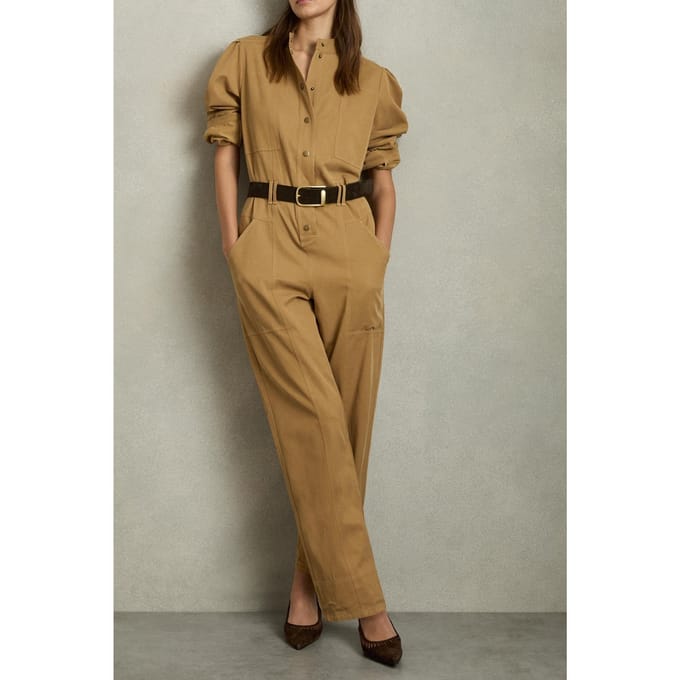 Reiss Seam Detail Jumpsuit Camel Größe: 12 | Jumpsuits Outlet | Damen | Braun