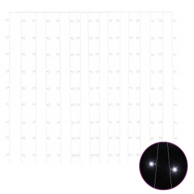 vidaXL - Lichtsnoergordijn - met - 300 - LED's - en - 8 - functies - 3x3 - m - koudwit