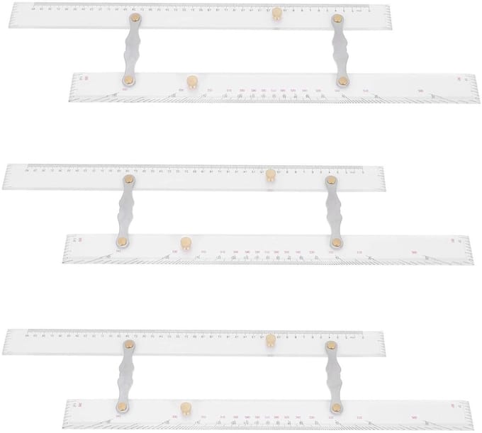 Zeekaarten Tekenhulp - Parallel Liniaal - Navigatie Tekenen - Set van Drie - 450 mm - Transparant