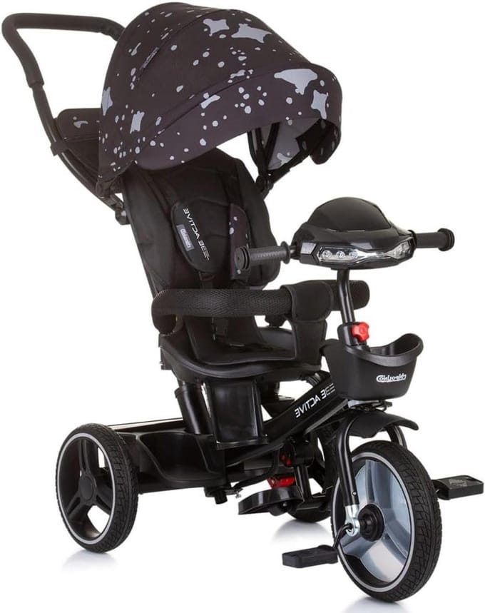 Kinderdriewieler - Loopfiets - Buiten spelen - 360 graden stoel - 117 cm - Zwart