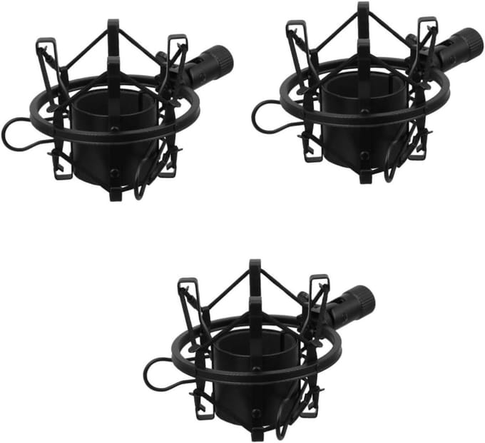 Microfoon Shock Mount - Microfoonhouder - Opnames Verbeteren - Vermindert Trillingen - 3 Stuks - Zwart