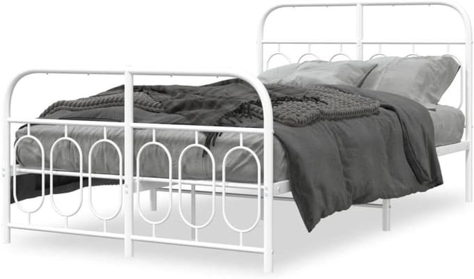 Stalen bedframe - Metaal bed - Slaapkamer inrichting - Met opbergruimte - 120 x 190 cm - Wit