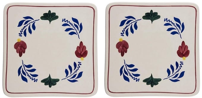Boerenbont Pannen Onderzetter 20x20cm Aardewerk set van 2