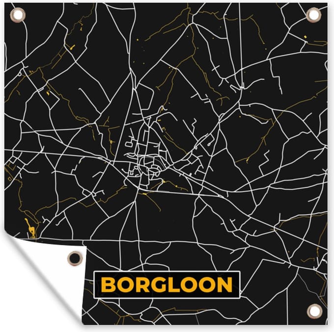 Tuindoek Kaart - Borgloon - Goud - Stadskaart - Plattegrond - 100x100 cm