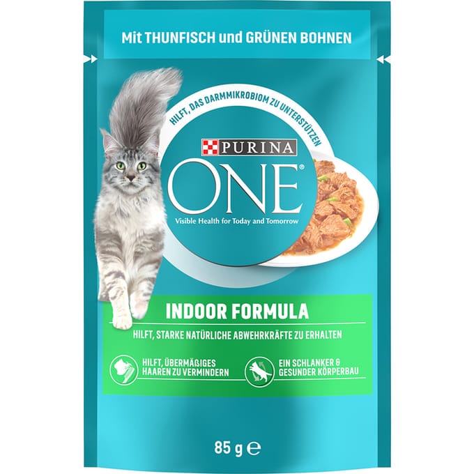 52x85g Indoor Formule Tonijn & Groene Bonen Purina ONE Kattenvoer