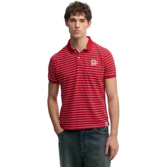 Superdry Vintage Stripe Korte Mouw Poloshirt Rood L Man