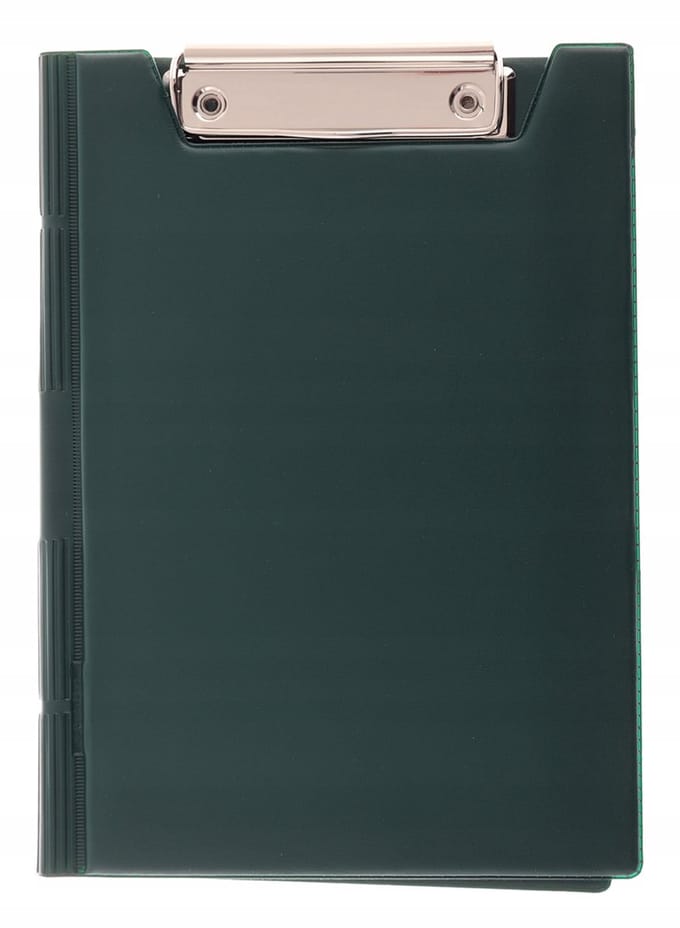 Kaart A5 met klem - hard PVC, penhouder, groen
