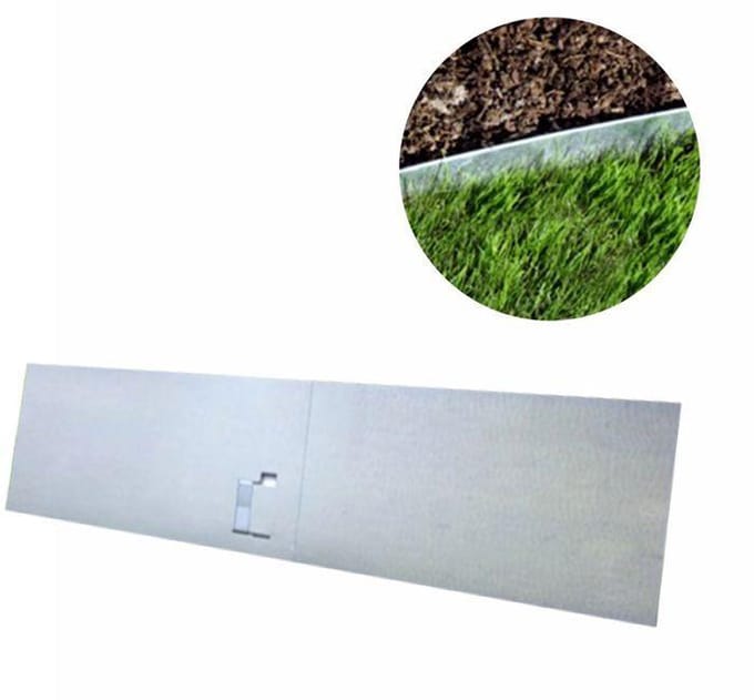 Borderrand metaal 18,5 cm x 120 cm één kleur | Gazonrand | Kantopsluiting, kleur: zonder kleur