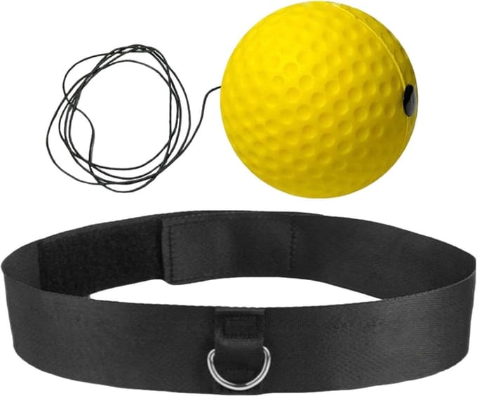 Boksreflexbal - Trainingsbal - Verbeter Snelheid - Met Hoofdband - Compact Formaat - Geel