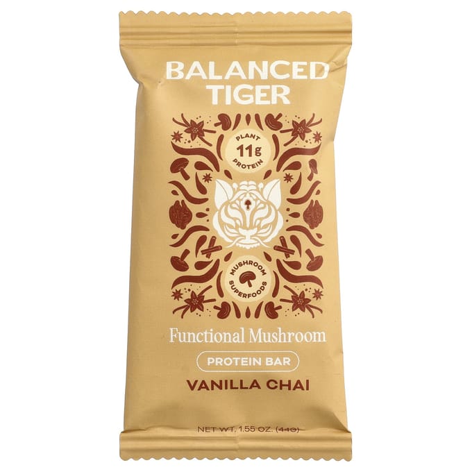 Balanced Tiger Eiwitreep, Vanille Chai, 12 Repen, 44g (1.55oz) Elk