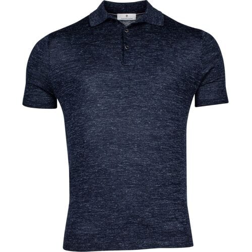Thomas Maine Polo Pullover Short Sleeve Single Knit Merino Linnen Zijde Navy / male