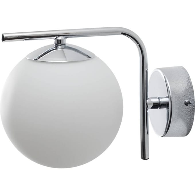 Domiluce Aurora wandlamp, chroomkleurig, glas, 17 cm, globe, E14
