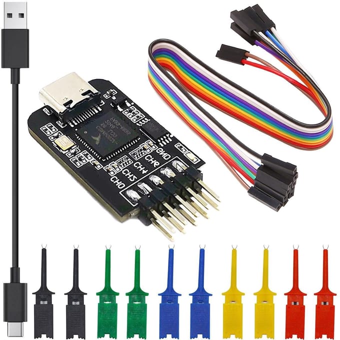 Logic Analyzer - Protocol Analyzer - Signaal Analyse - 8 Kanalen 24MHz - 16.6 x 7.8 cm - Zwart
