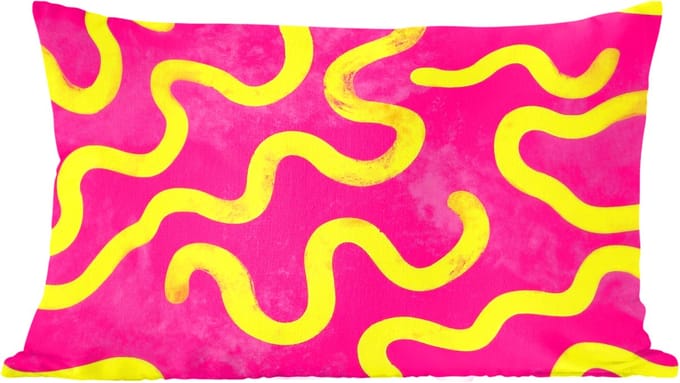Sierkussens - Kussentjes Woonkamer - 60x40 cm - Lijn - Geel - Abstract