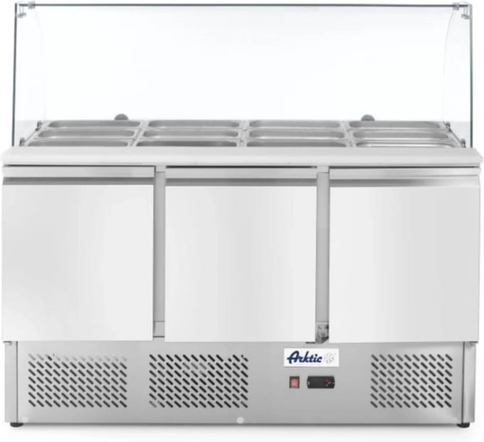 Arktic - Saladette - 3 deuren - Met glazen vitrine - 380L - 230V
