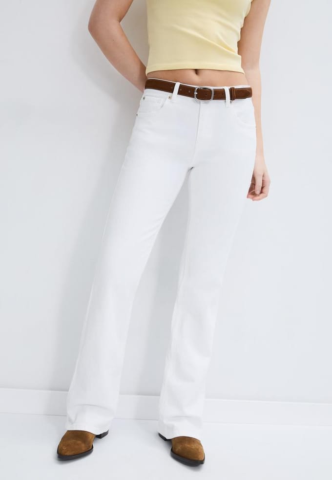 Stradivarius D68 bootcut jeans met riem  Wit 38