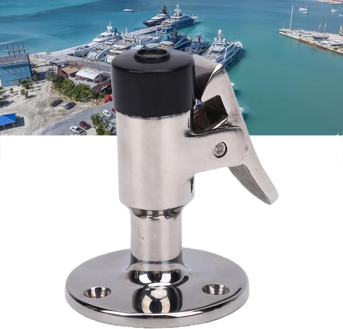 Deurstopper met Haak - Bootdeurhouder - Deuren Open Houden - Veerbelaste Grendel - 67 mm Hoog - Zilverkleurig