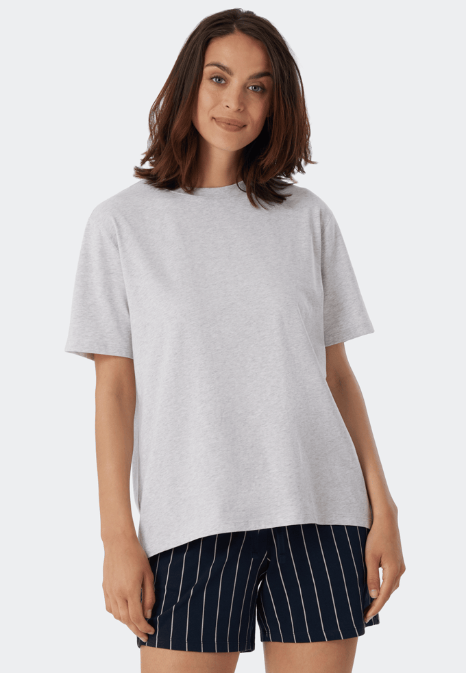 SCHIESSER Mix+Relax T-shirt - dames shirt korte mouwen grijs-gemeleerd