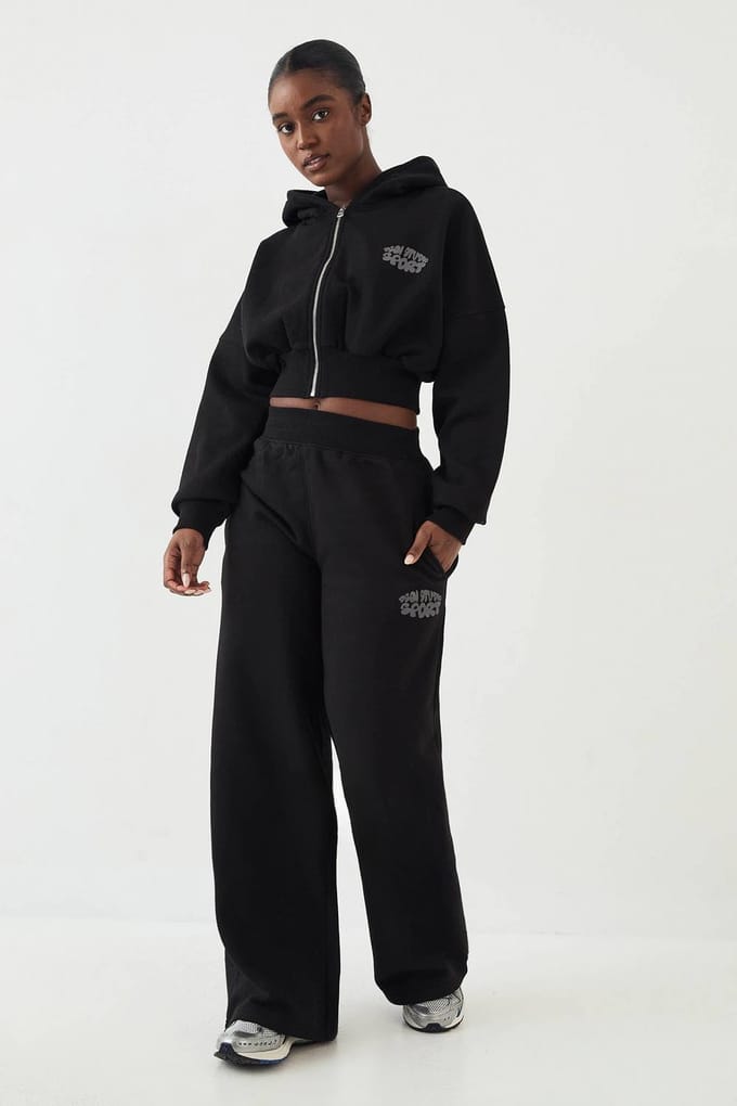 Dames DSGN Studio Sport Bubble Straight Leg Jogger | Zwart | Maat: Medium