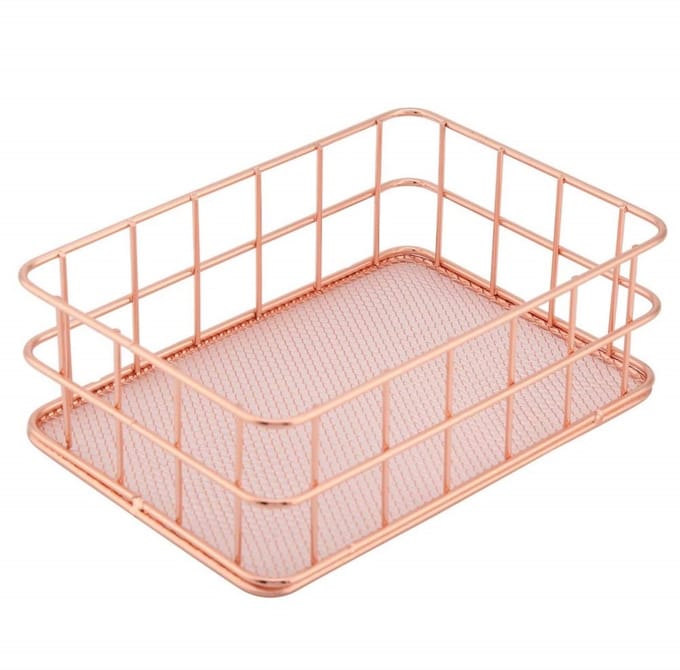 Allecto - Rose Gold Opslagmand - Stijlvolle Organizer voor Bureau en
