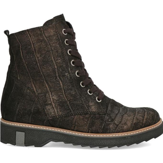 Waldlaufer Veterboot 683801 113 038 Zwart Brons Kroko Wijdte K