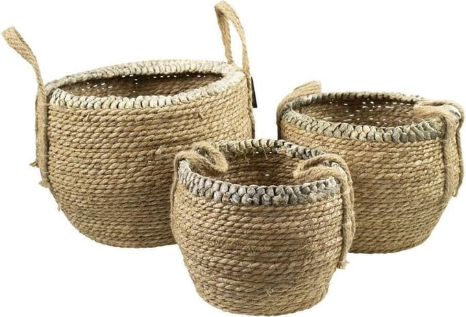 manden naturel gevlochten rand (set van 3)*