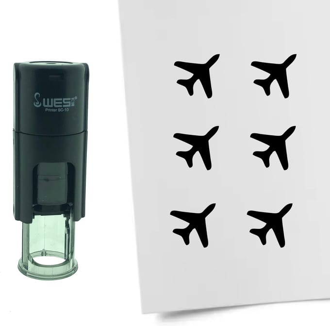 CombiCraft Stempel Vliegtuig 10mm rond - zwarte inkt