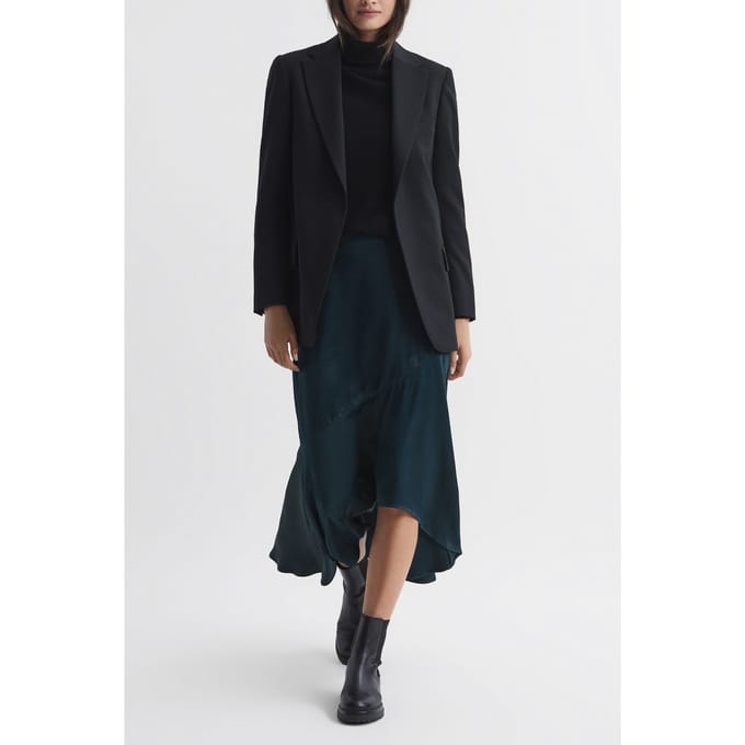 Reiss Asymmetric Slip Skirt Teal Größe: 4 | Midiröcke Outlet | Damen | Cyan