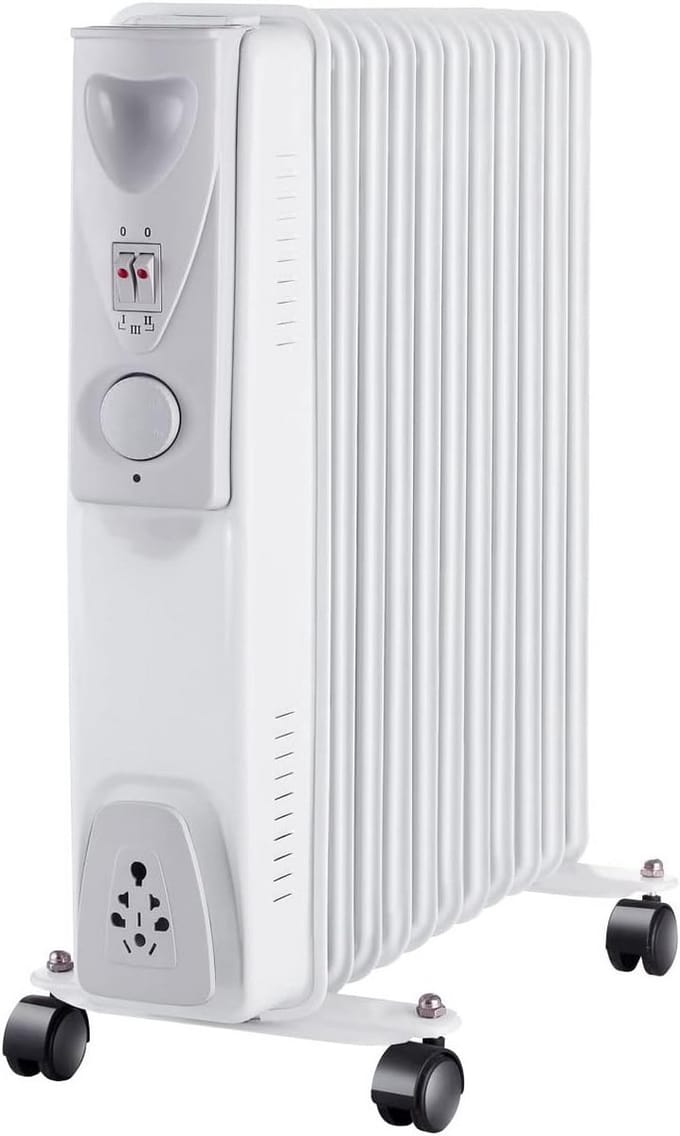 Oliekachel - Verwarming - Ruimte Verwarmen - 11 Elementen - 52x16x64cm - Wit