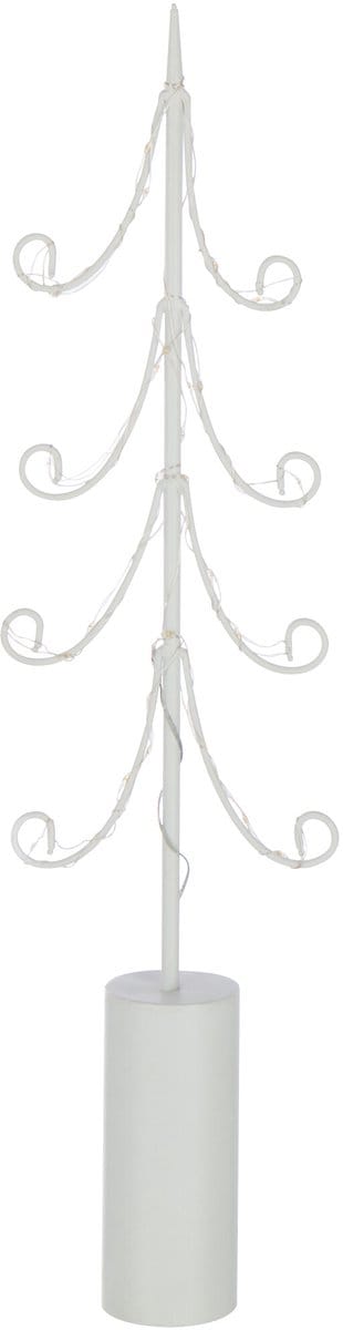 J-Line decoratie Boom - ijzer - wit - medium - LED lichtjes