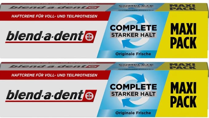 Blend-a-dent - Super kleefcrème - Extra Sterk - voor gebit en deelprothese - Voordeelset 2 stuks Maxipack a 70 gram!!