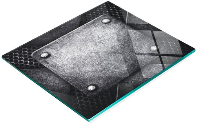 Keukenplank van gehard glas met decoratief metaalpatroon, 60x52 cm