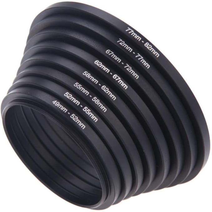 8 stks Filter Step Up Ringen Adapter 49-52-55-58-62-67-72-77-82mm 49mm-82mm black
